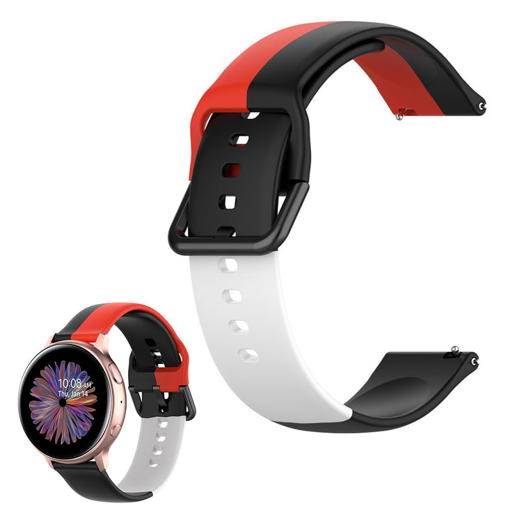 Universal triple color silicone watch band - Black / Red / White#serie_2