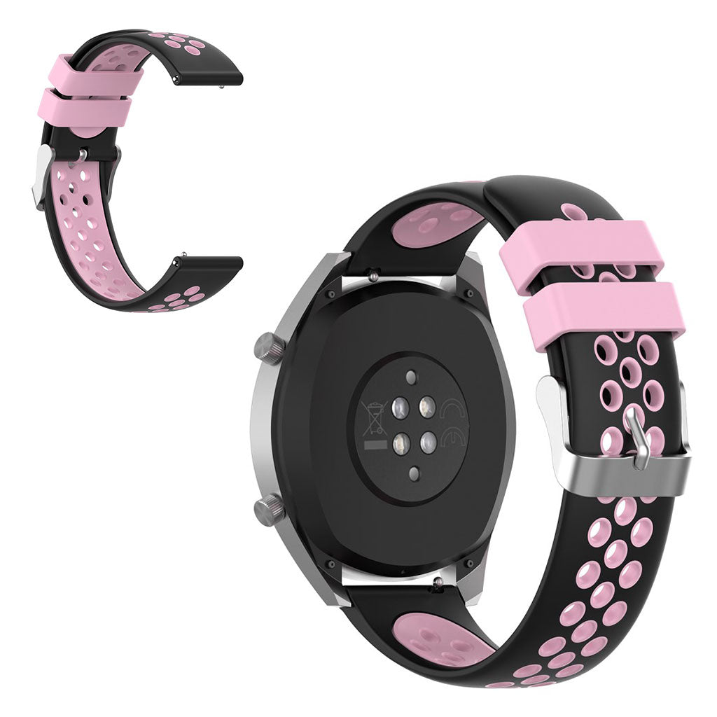 22mm Universal dual color silicone watch band - Black / Pink#serie_3