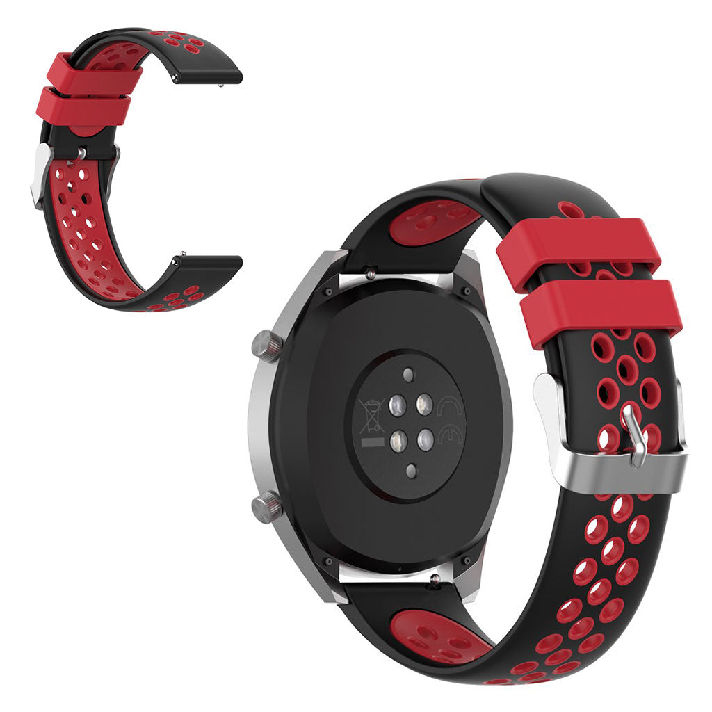 22mm Universal dual color silicone watch band - Black / Red#serie_4
