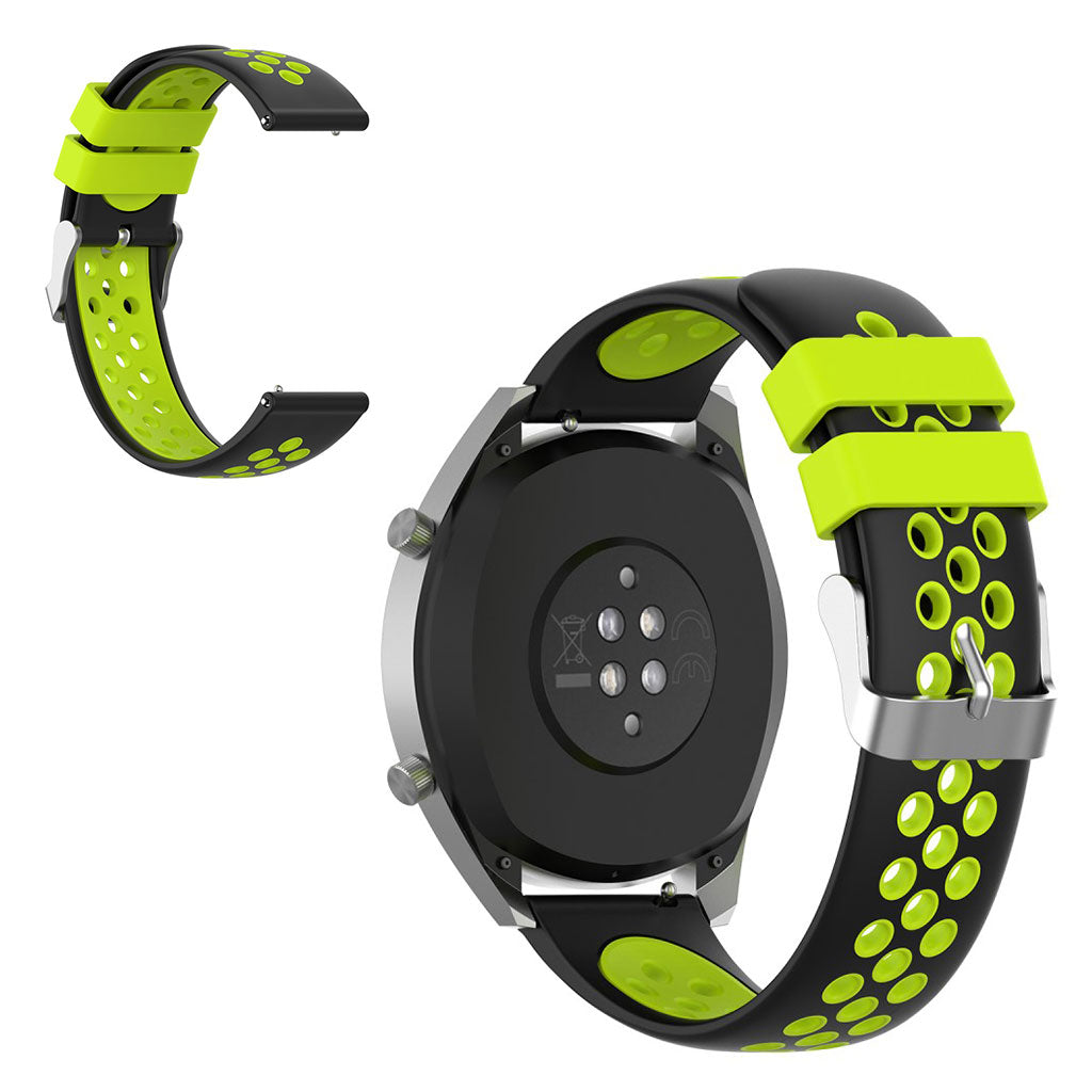 22mm Universal dual color silicone watch band - Black / Green#serie_7