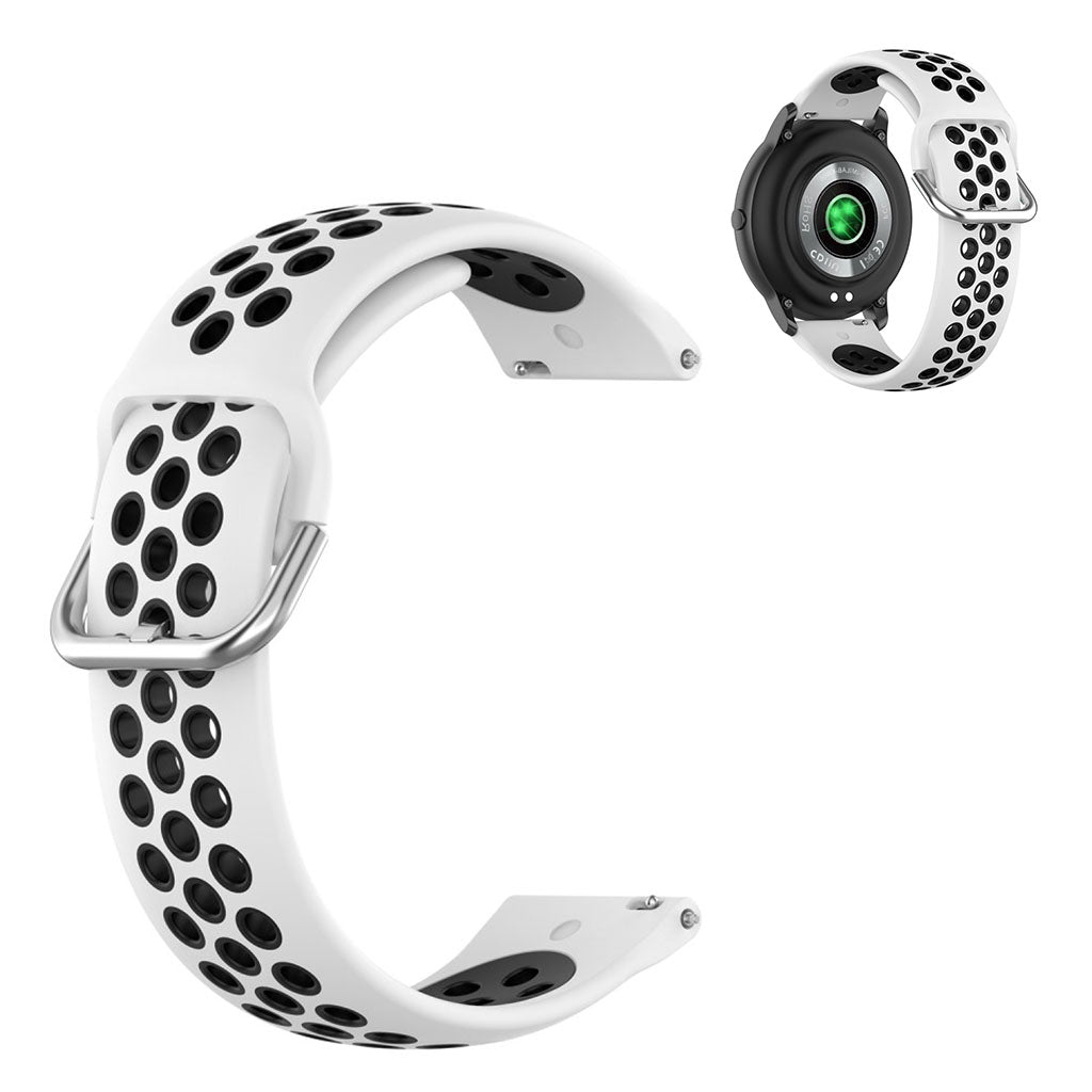 22mm Universal dual color sport silicone watch band - White / Black#serie_1