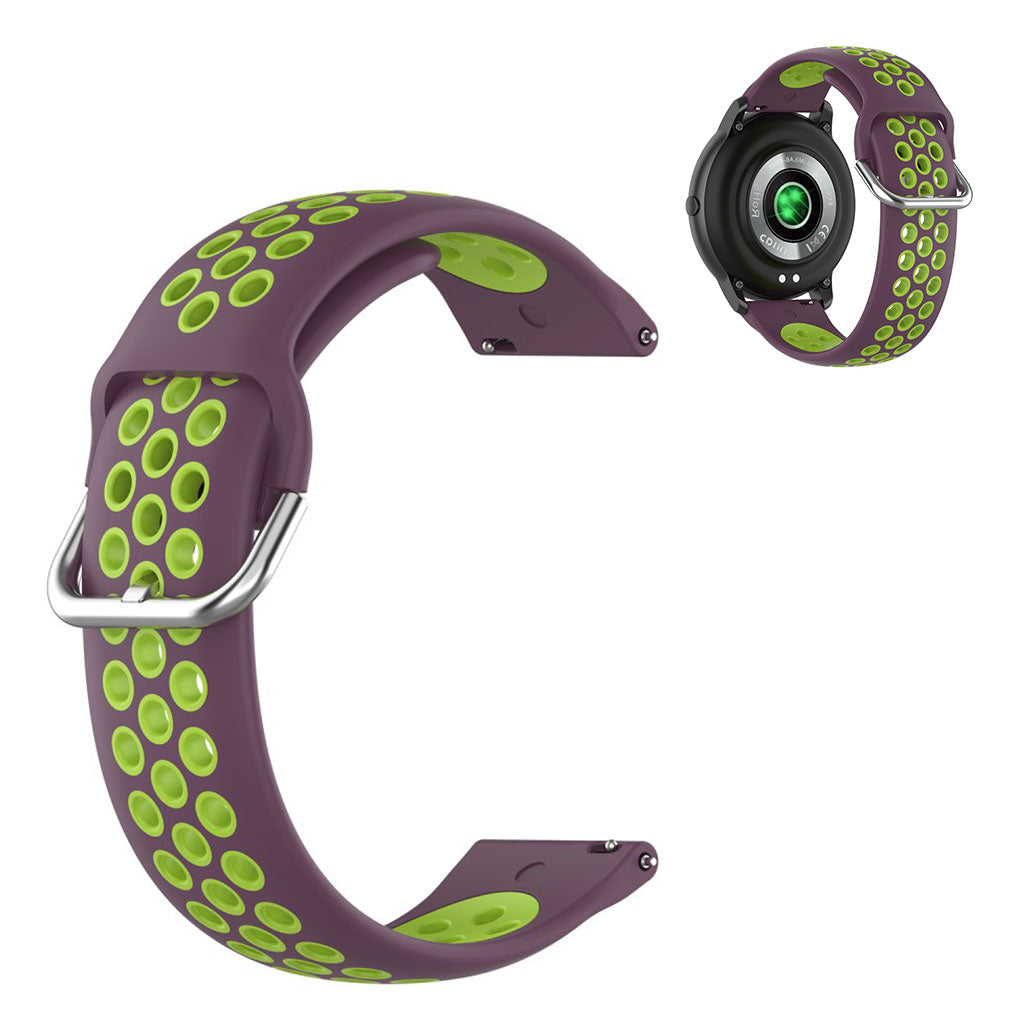 22mm Universal dual color sport silicone watch band - Purple / Lime#serie_15