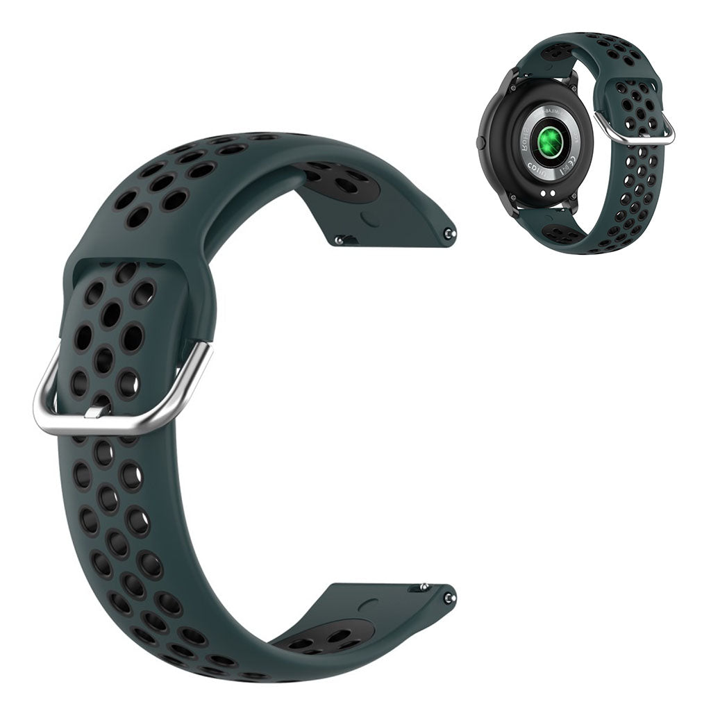 22mm Universal dual color sport silicone watch band - Olive Green / Black#serie_3