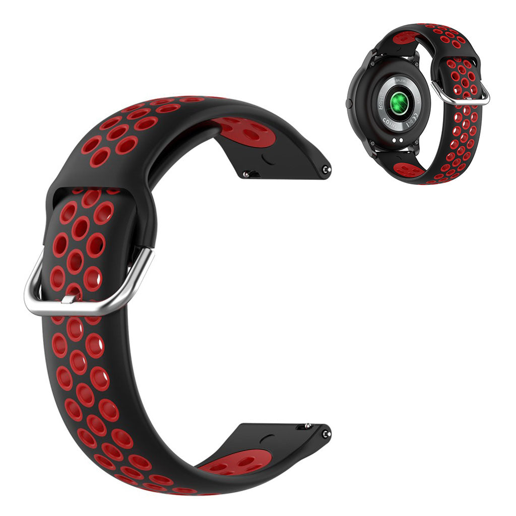 22mm Universal dual color sport silicone watch band - Black / Red#serie_5