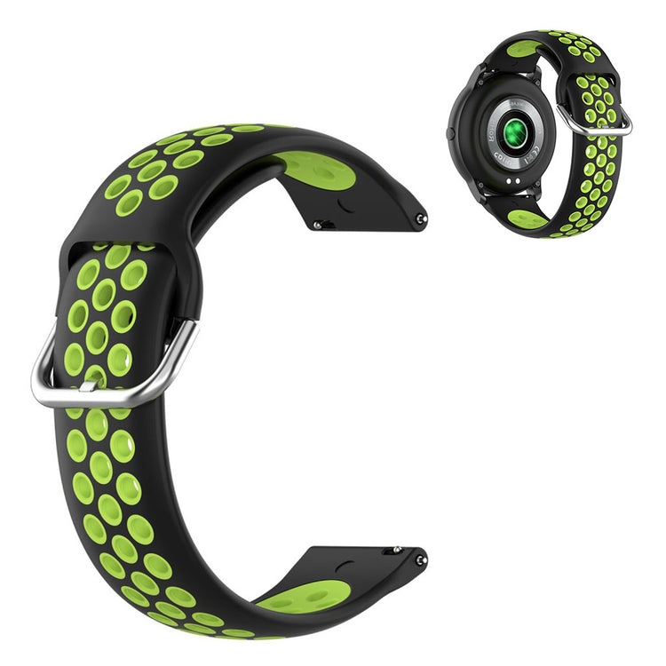 22mm Universal dual color sport silicone watch band - Black / Lime#serie_8
