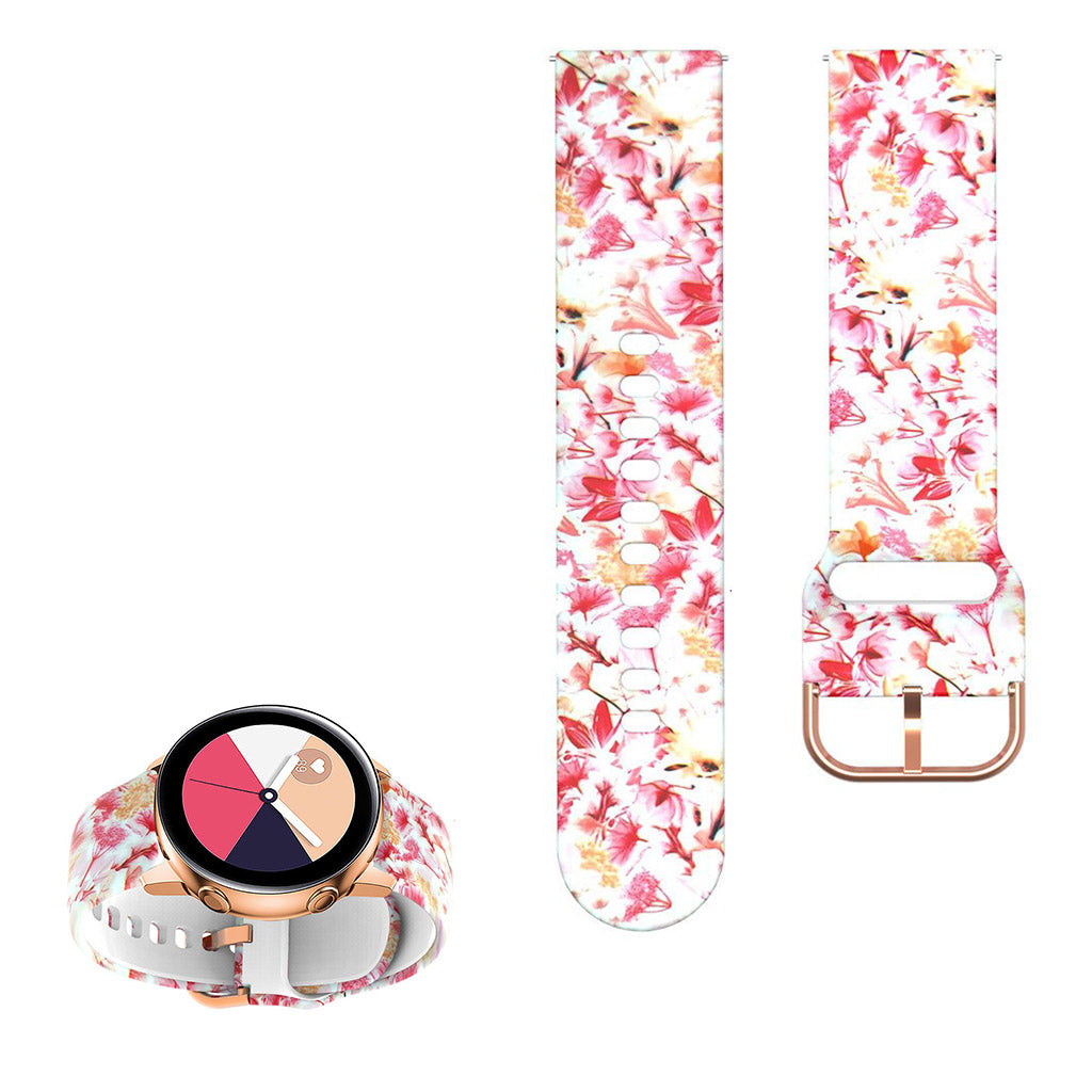 22mm Universal cool pattern silicone watch strap - Red Lily#serie_12