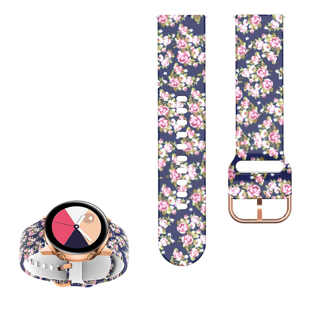 22mm Universal cool pattern silicone watch strap - Pretty Roses#serie_15