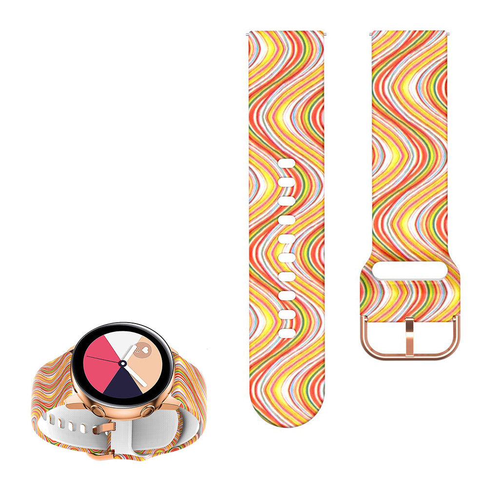 22mm Universal cool pattern silicone watch strap - Colored Wavy Lines#serie_3