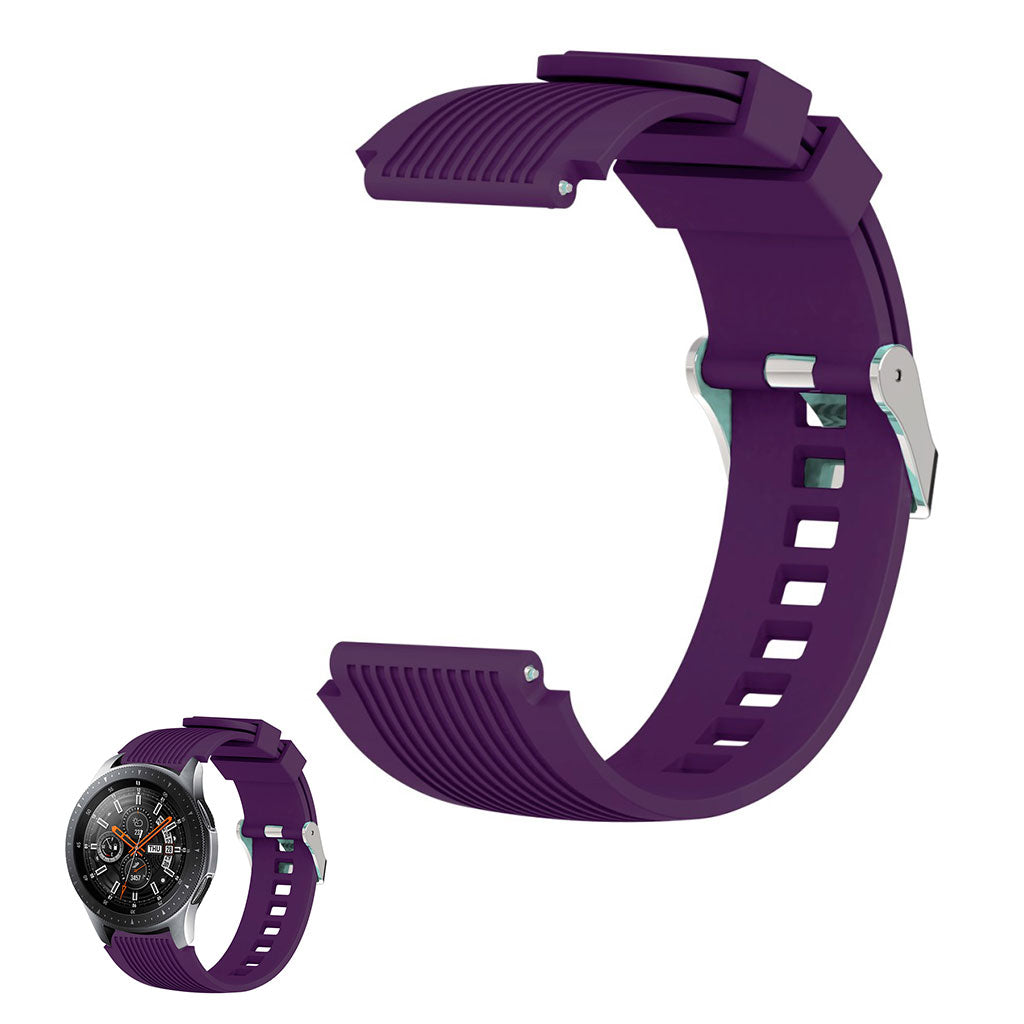 22mm Universal line etched silicone watch strap - Purple#serie_10