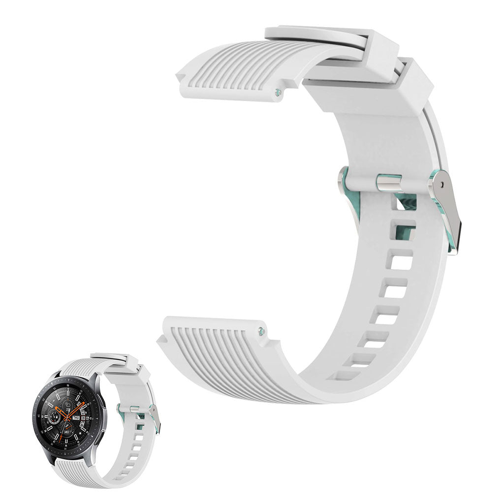 22mm Universal line etched silicone watch strap - White#serie_2