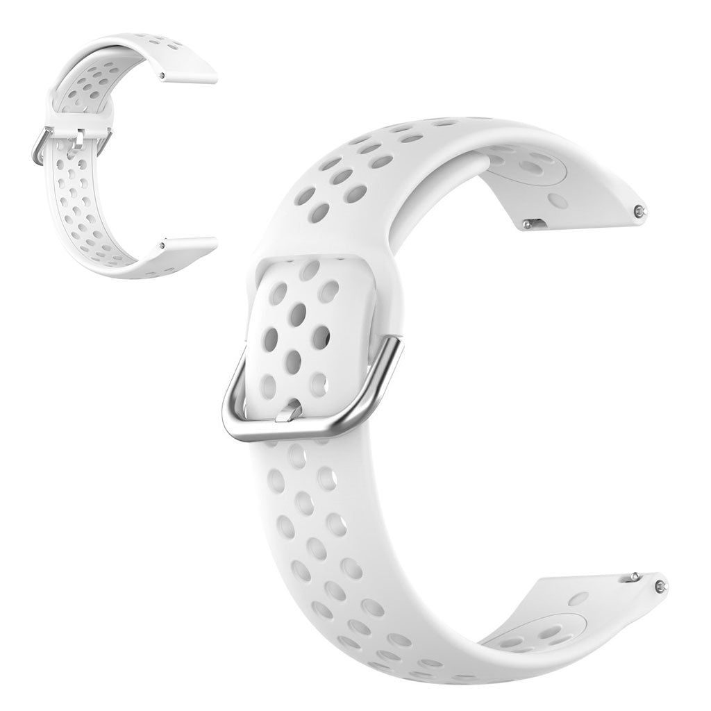 22mm Universal air hole style silicone watch strap - White#serie_2