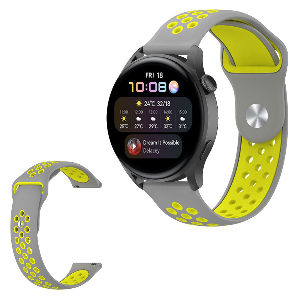 22mm Universal dual color silicone watch strap - Grey / Yellow#serie_10