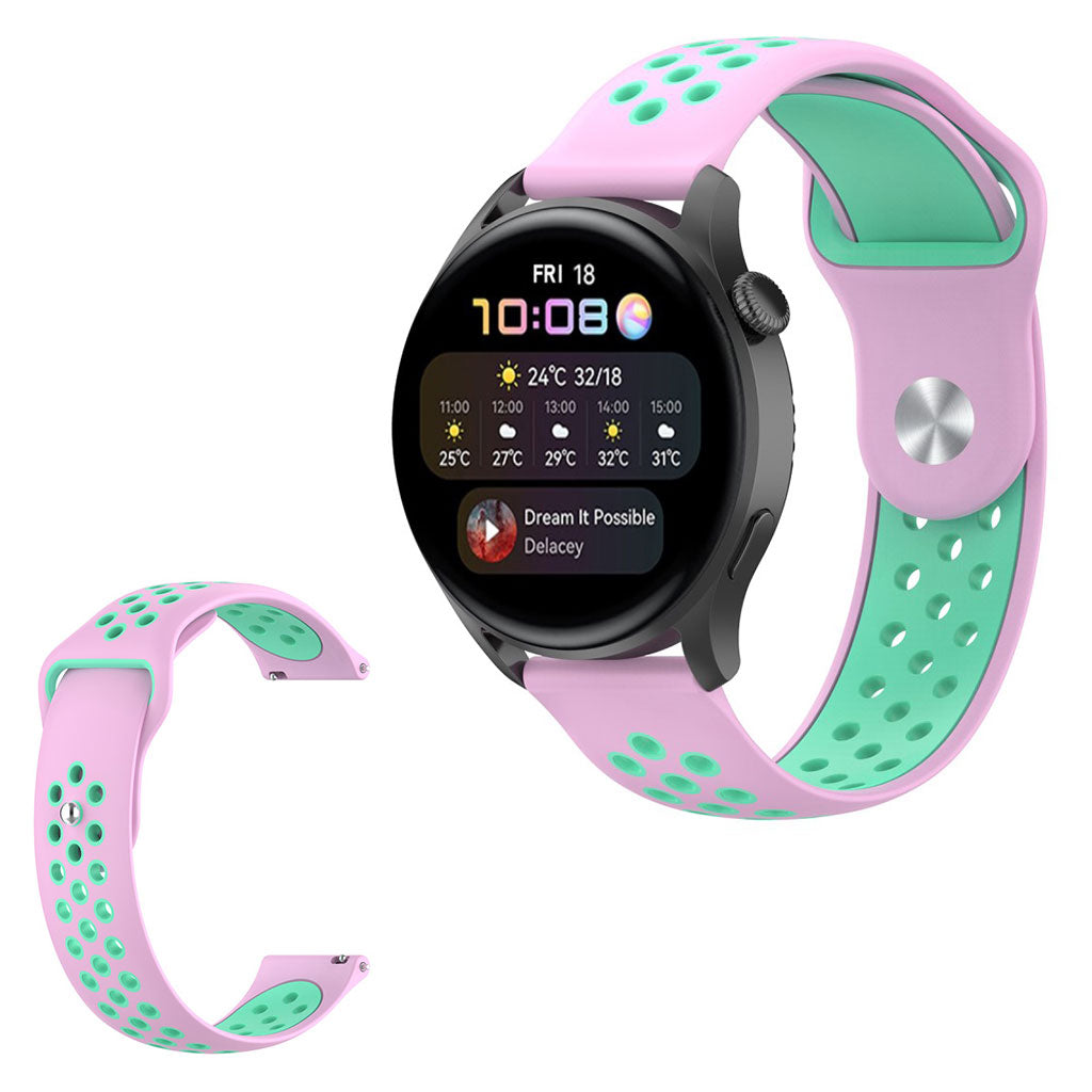 22mm Universal dual color silicone watch strap - Pink / Teal#serie_11