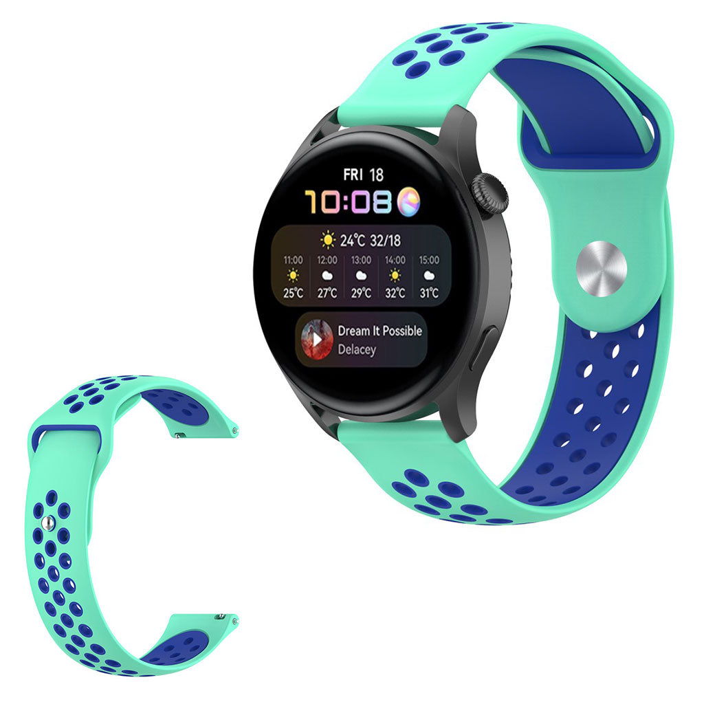 22mm Universal dual color silicone watch strap - Teal / Blue#serie_12