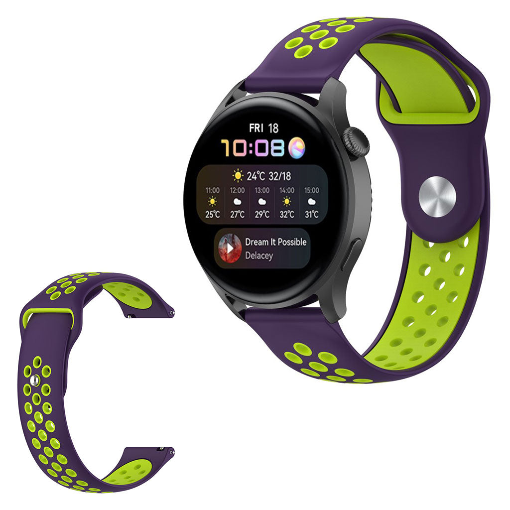 22mm Universal dual color silicone watch strap - Purple / Lime#serie_15