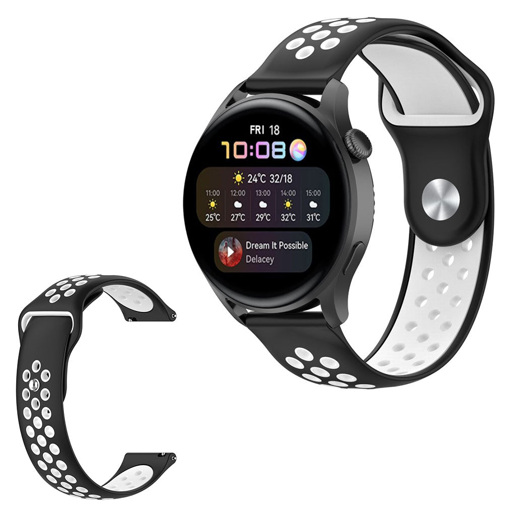 22mm Universal dual color silicone watch strap - Black / White#serie_2