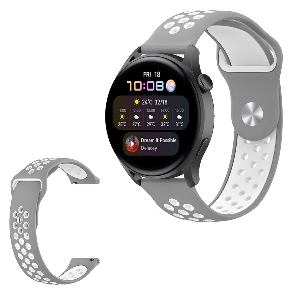 22mm Universal dual color silicone watch strap - Grey / White#serie_3