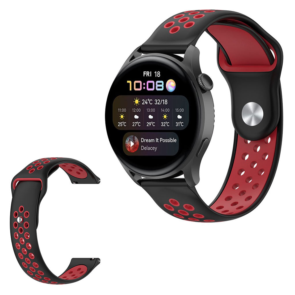 22mm Universal dual color silicone watch strap - Black / Red#serie_4