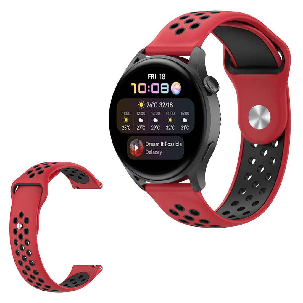 22mm Universal dual color silicone watch strap - Red / Black#serie_5