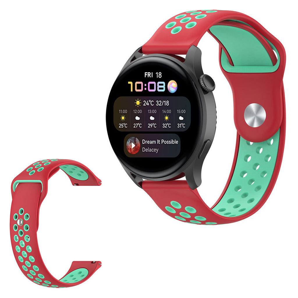 22mm Universal dual color silicone watch strap - Red / Teal#serie_6