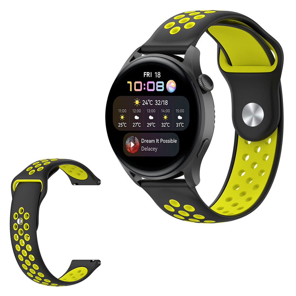 22mm Universal dual color silicone watch strap - Black / Yellow#serie_9