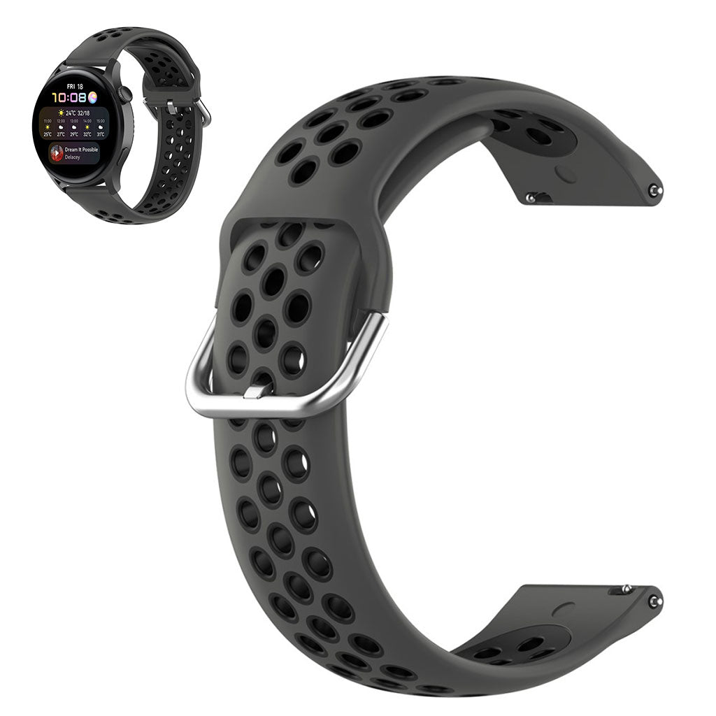 22mm Universal dual color silicone metal buckle watch strap - Grey / Black#serie_2