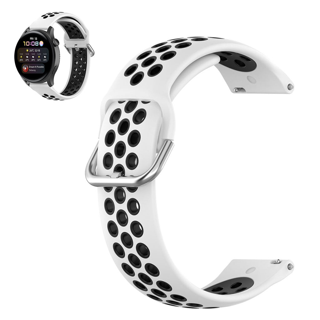 22mm Universal dual color silicone metal buckle watch strap - White / Black#serie_3