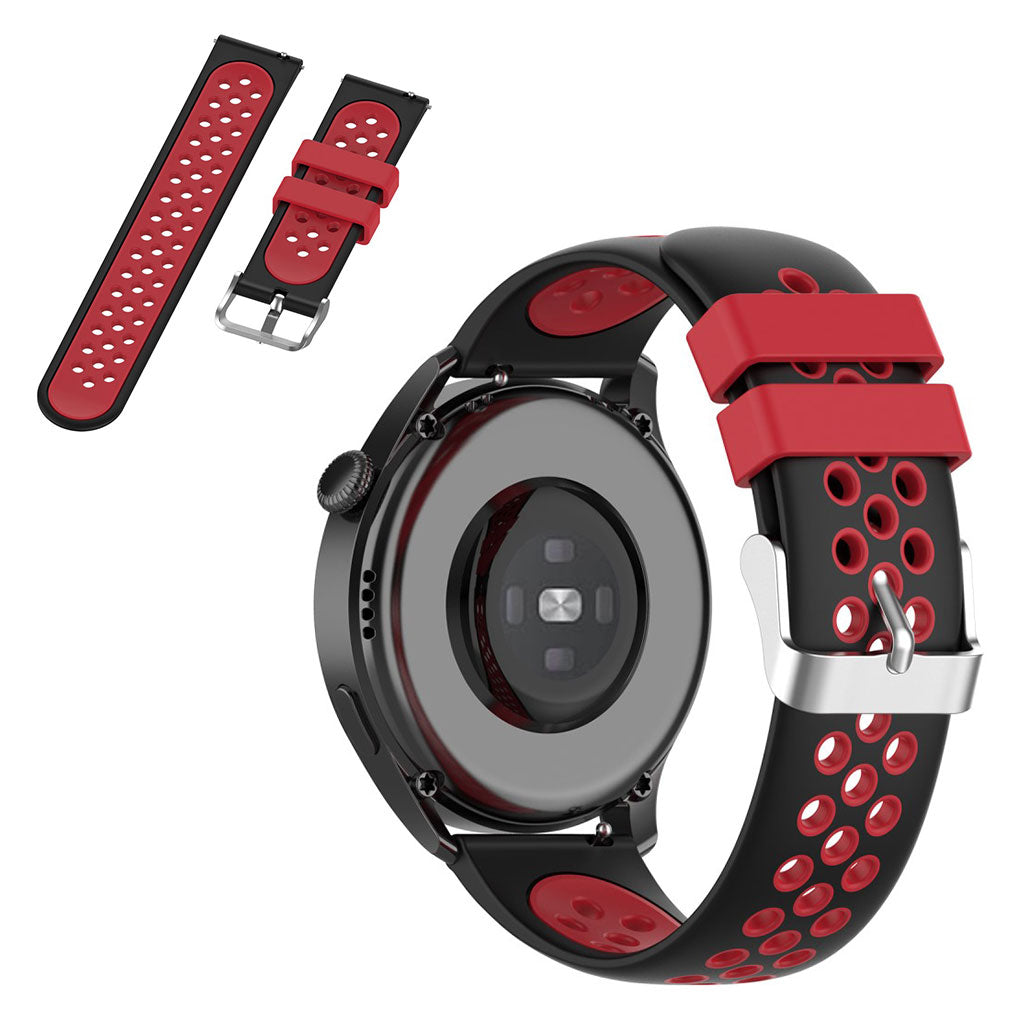 22mm Universal dual color sporty silicone watch strap - Black / Red#serie_4