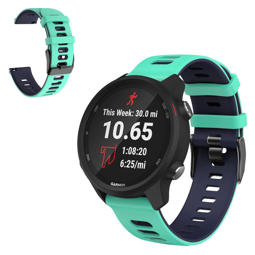 20mm Universal dual color sporty silicone watch strap - Green / Blue#serie_8
