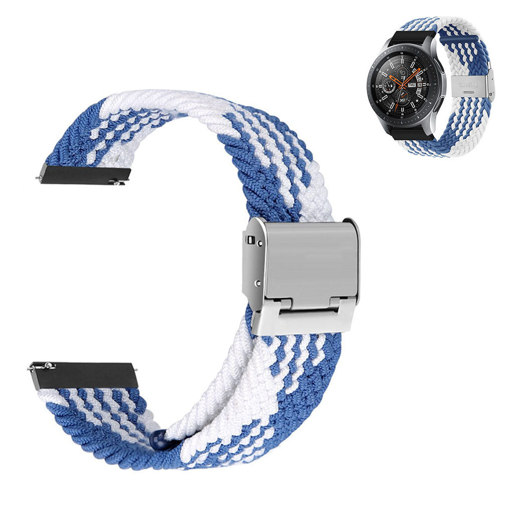 22mm Universal elastic nylon watch strap - Blue / White#serie_11