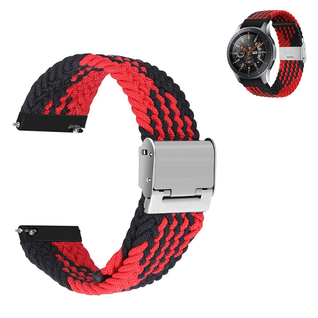 22mm Universal elastic nylon watch strap - Black / Red Stripe#serie_18
