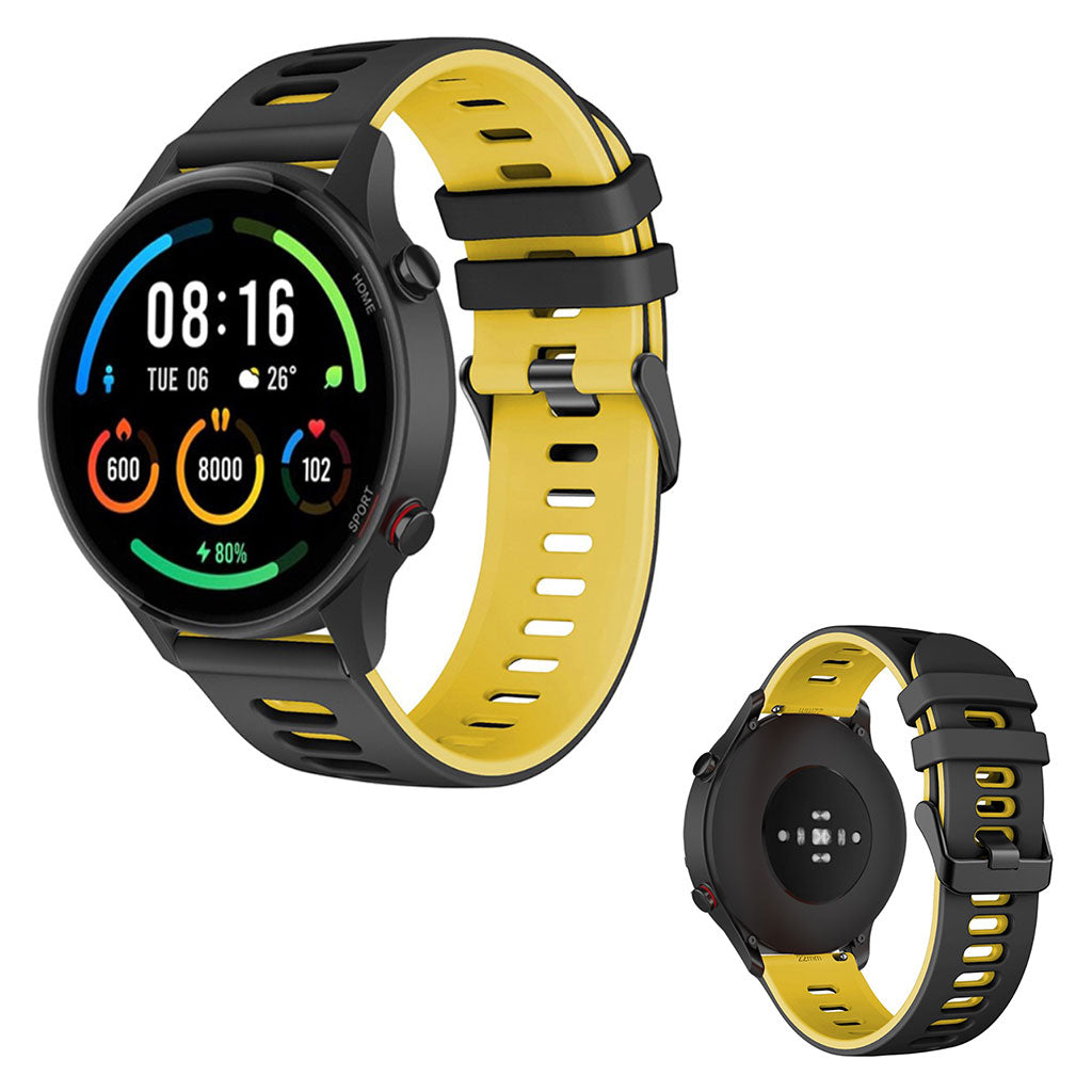 22mm Universal dual color watch strap - Black / Yellow#serie_3