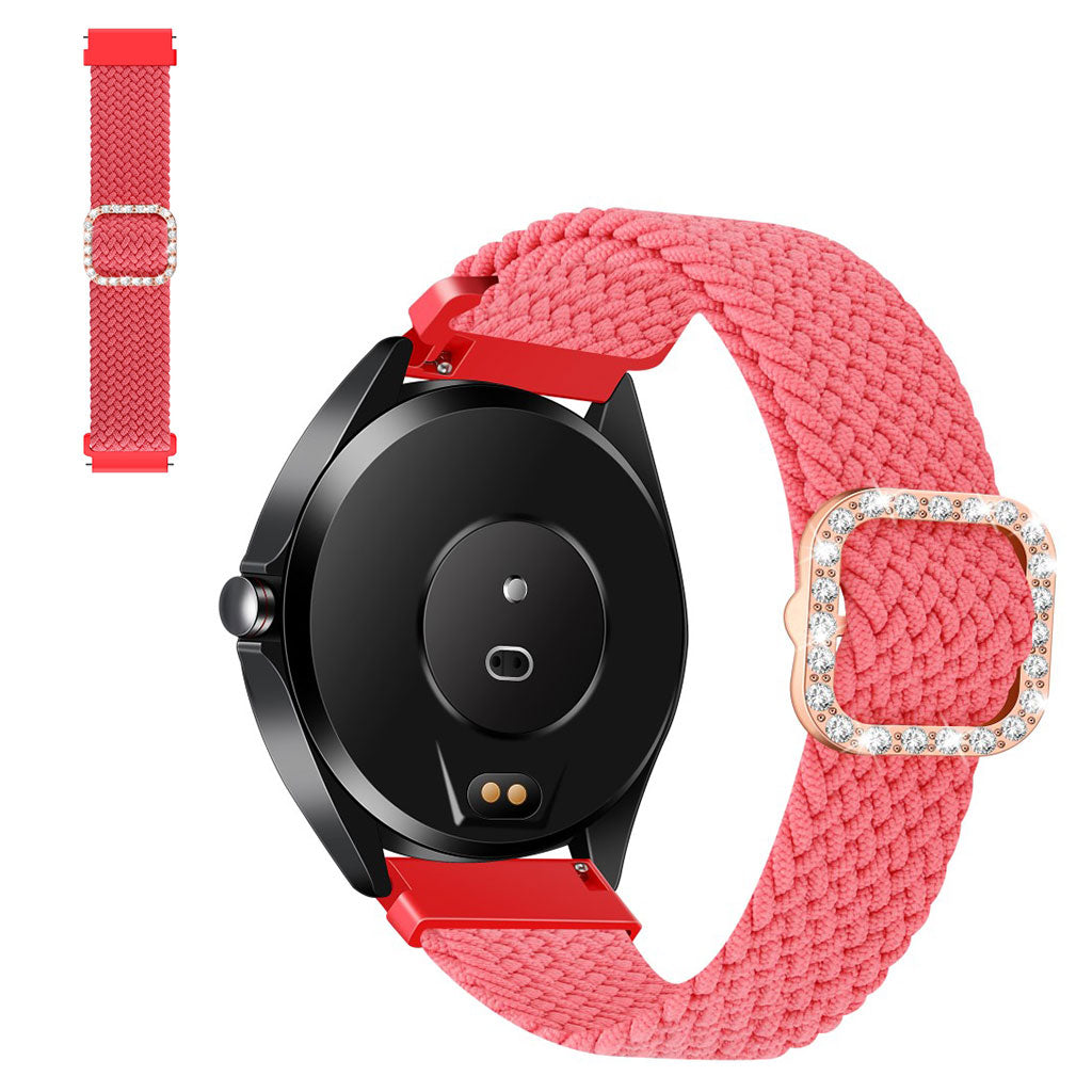 22mm Universal nylon + rhinestone buckle watch strap - Pink#serie_10