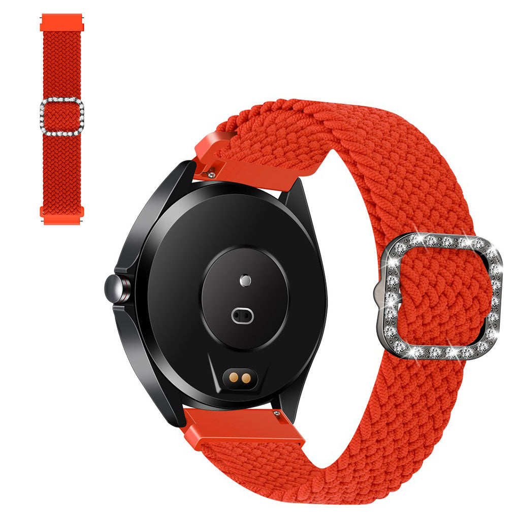 22mm Universal nylon + rhinestone buckle watch strap - Orange Red#serie_17