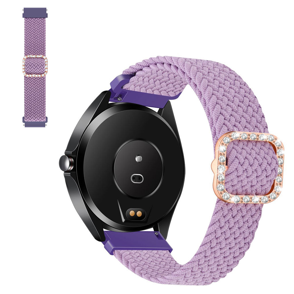 22mm Universal nylon + rhinestone buckle watch strap - Purple#serie_4