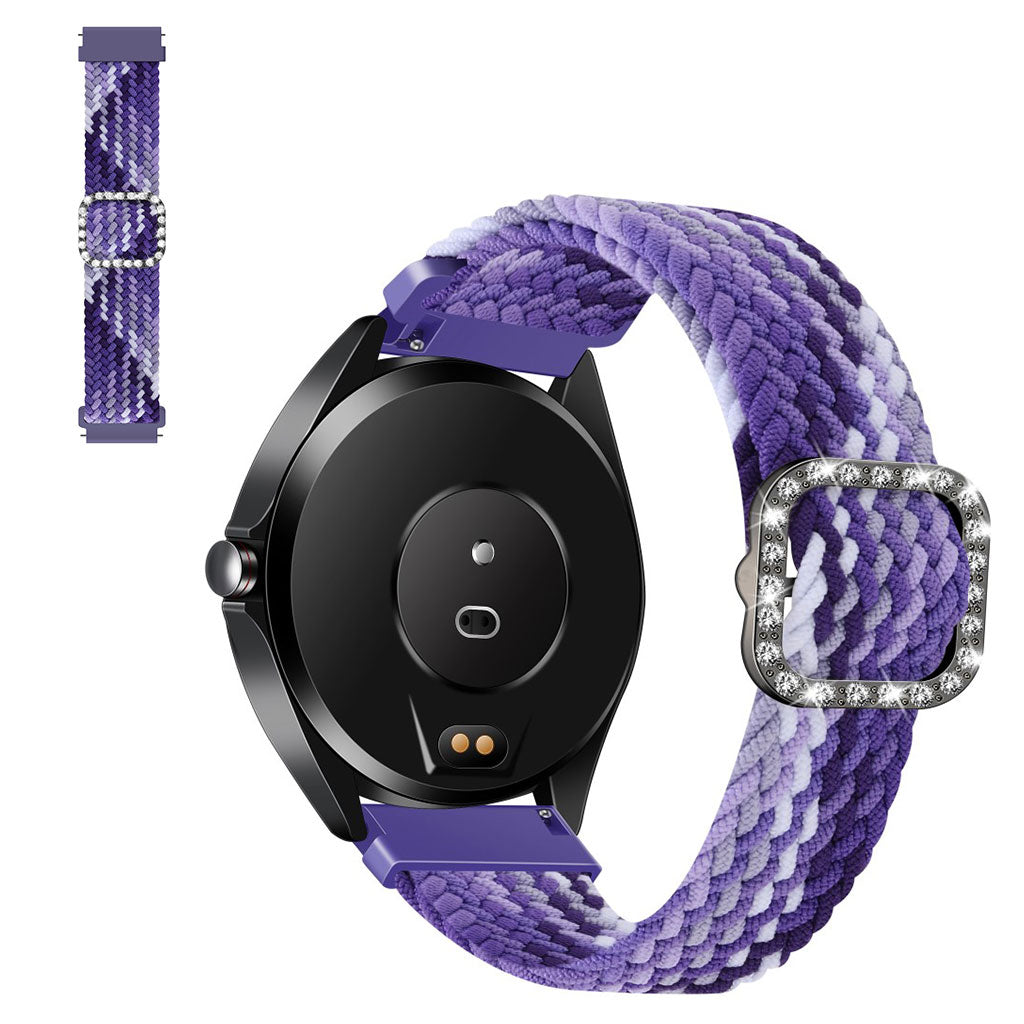22mm Universal nylon + rhinestone buckle watch strap - Grape Purple#serie_8