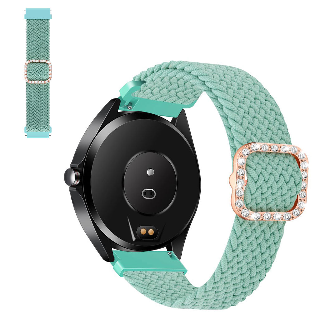 22mm Universal nylon + rhinestone buckle watch strap - Grass Green#serie_9