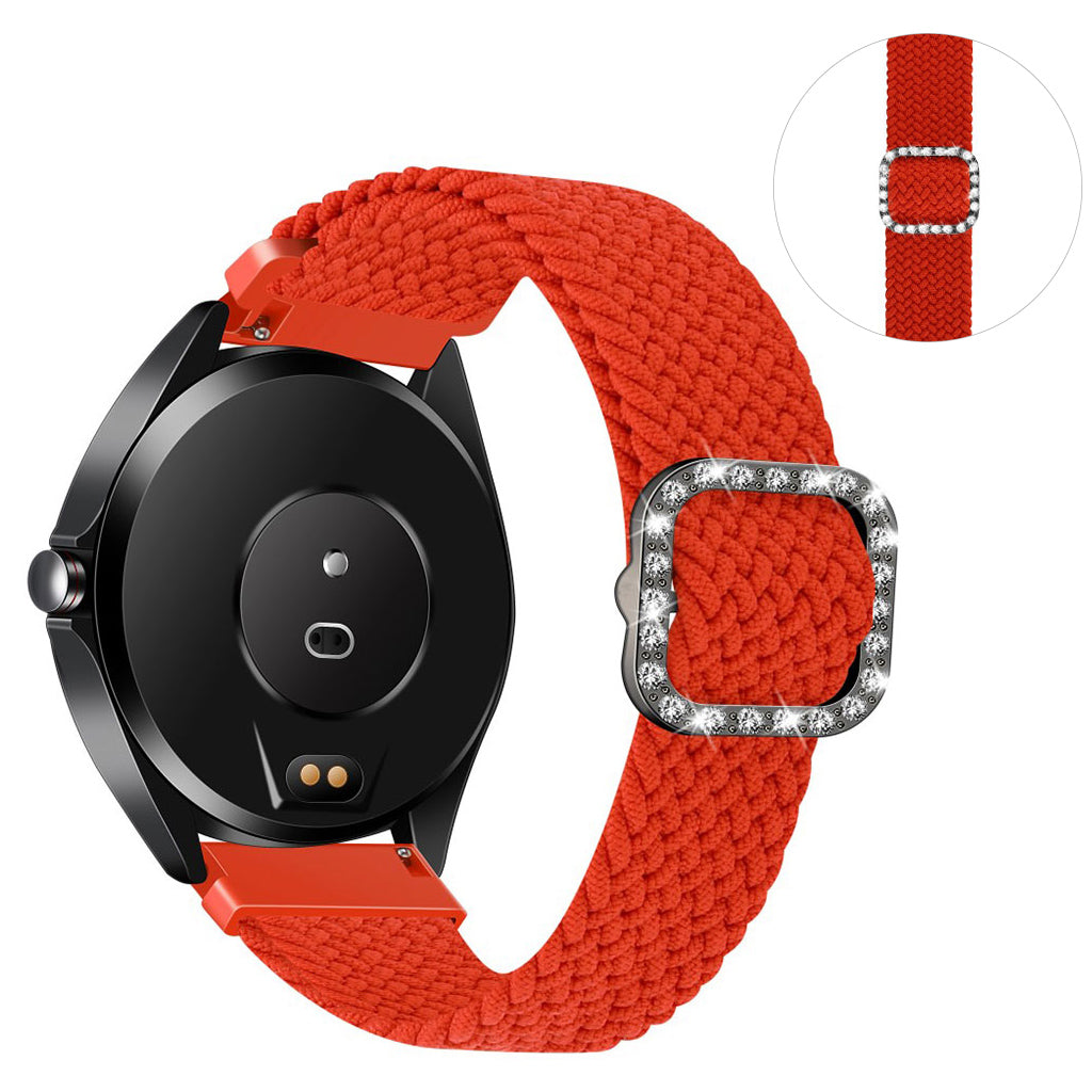 20mm Universal nylon + rhinestone buckle watch strap - Orange Red#serie_18