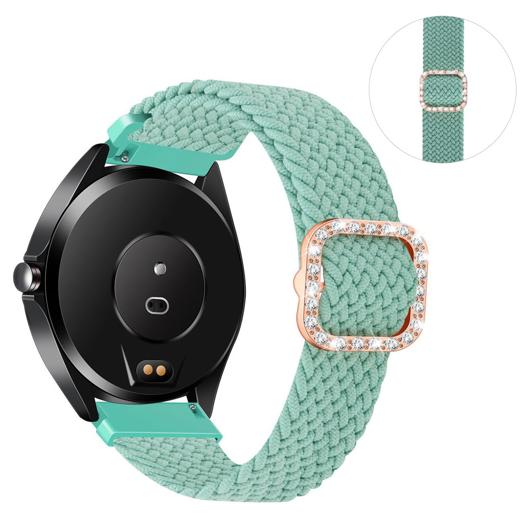 20mm Universal nylon + rhinestone buckle watch strap - Grass Green#serie_9