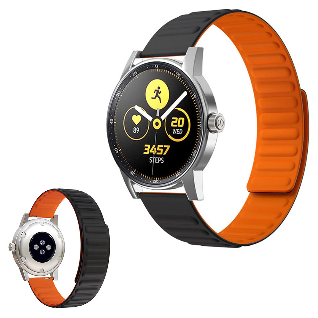 22mm Universal flexible silicone watch strap - Black / Orange#serie_11