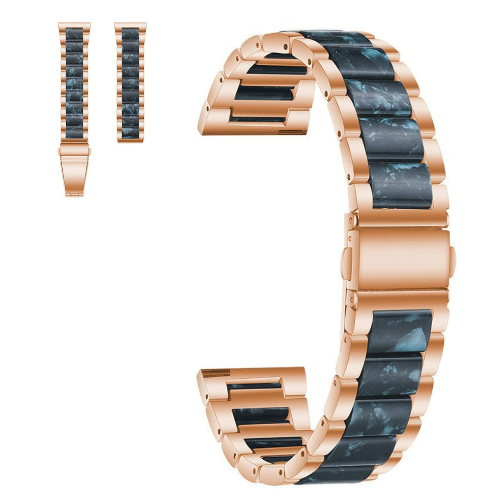 20mm Universal stylish three bead resin stainless steel watch strap - Rose Gold / Ink Wash#serie_10