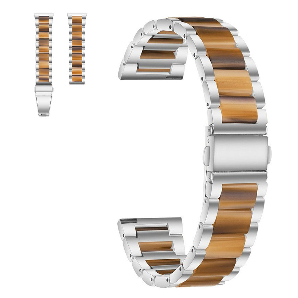 20mm Universal stylish three bead resin stainless steel watch strap - Silver / Honey#serie_13