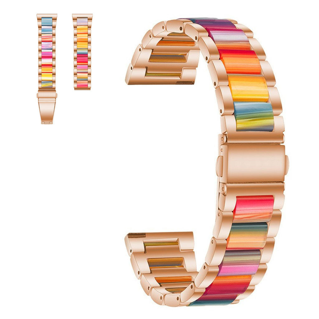 20mm Universal stylish three bead resin stainless steel watch strap - Rose Gold / Rainbow#serie_6