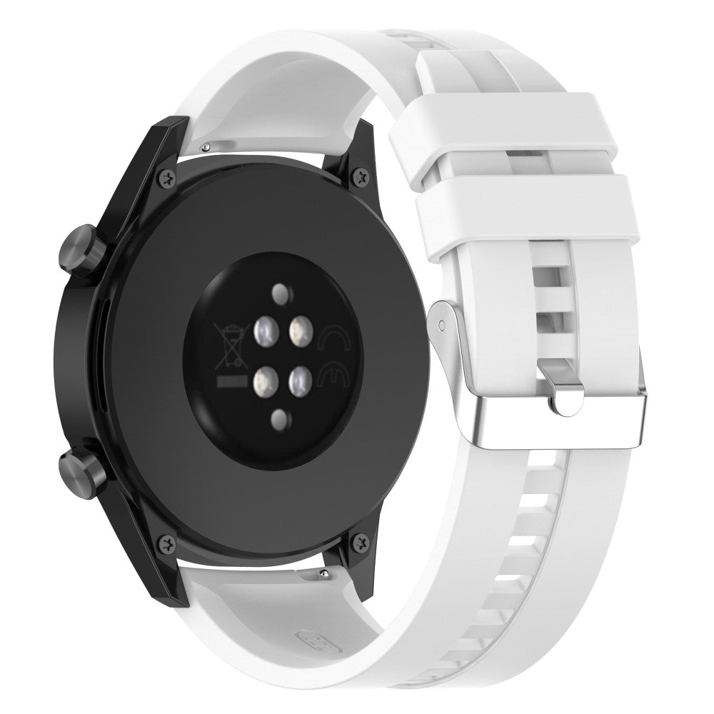 20mm Universal adjustable silicone watch strap - Silver Steel Buckle / White#serie_8