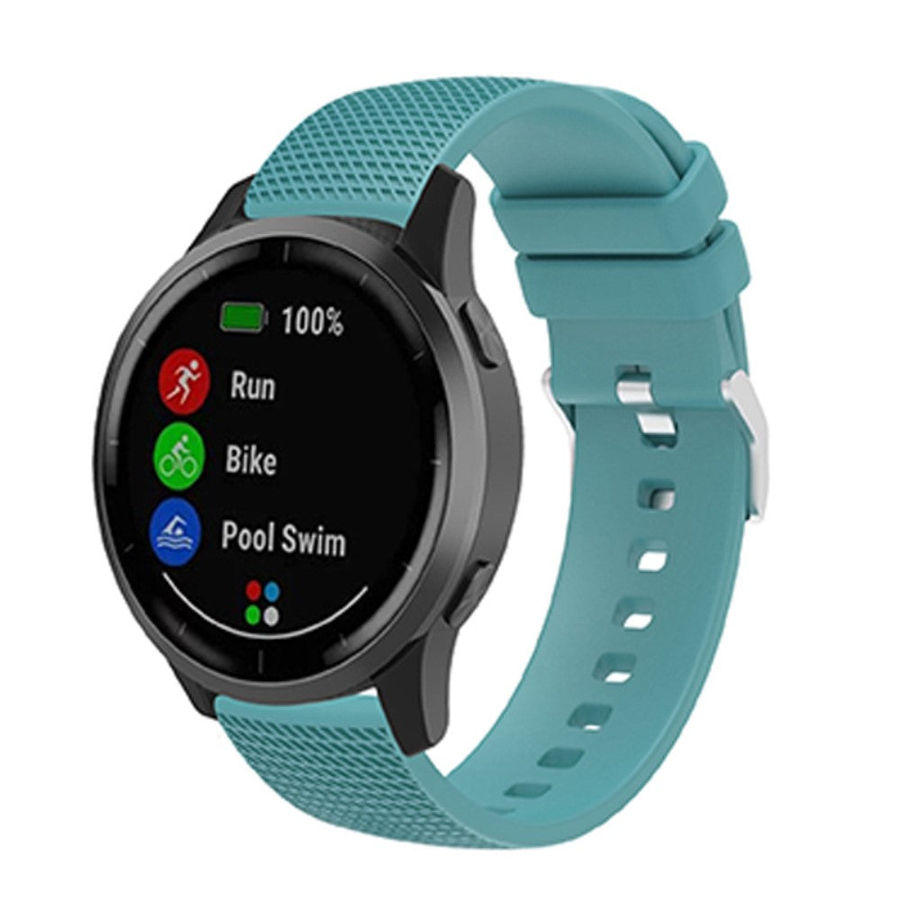 20mm Universal grid design silicone watch strap - Green#serie_2