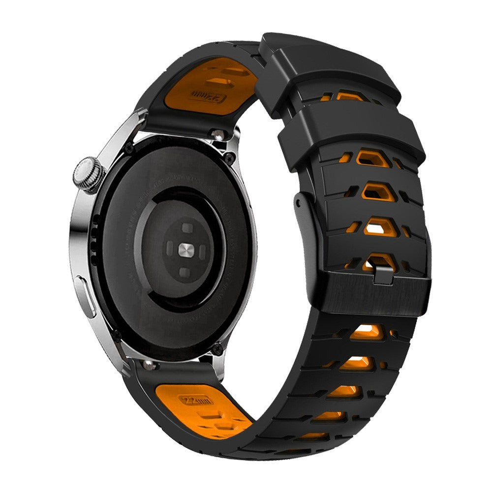 20mm Universal dual color silicone watch strap - Black / Orange#serie_4