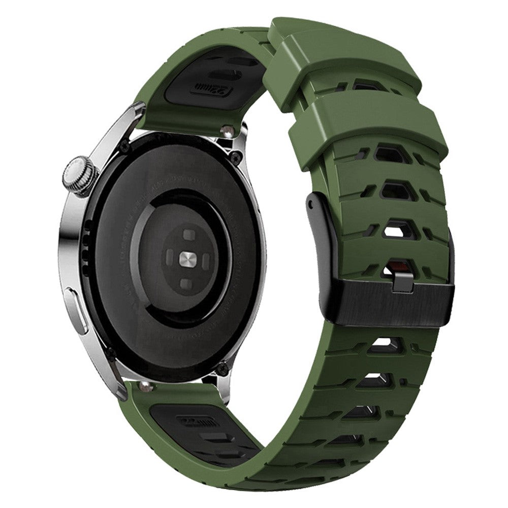 Universal dual color trapezoid holes silicone watch strap - Army Green / Black#serie_10