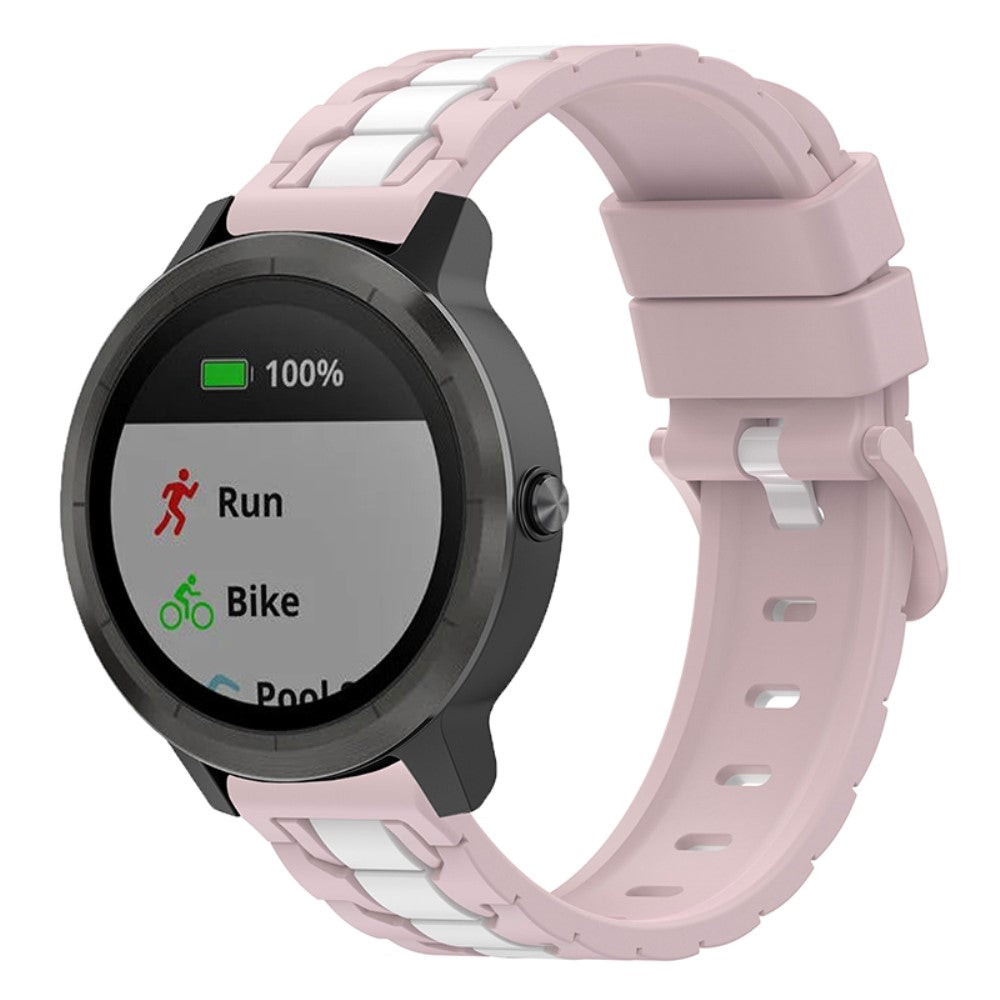 Dual color silicone watch strap for Garmin and Samsung watch - Pink / White#serie_9