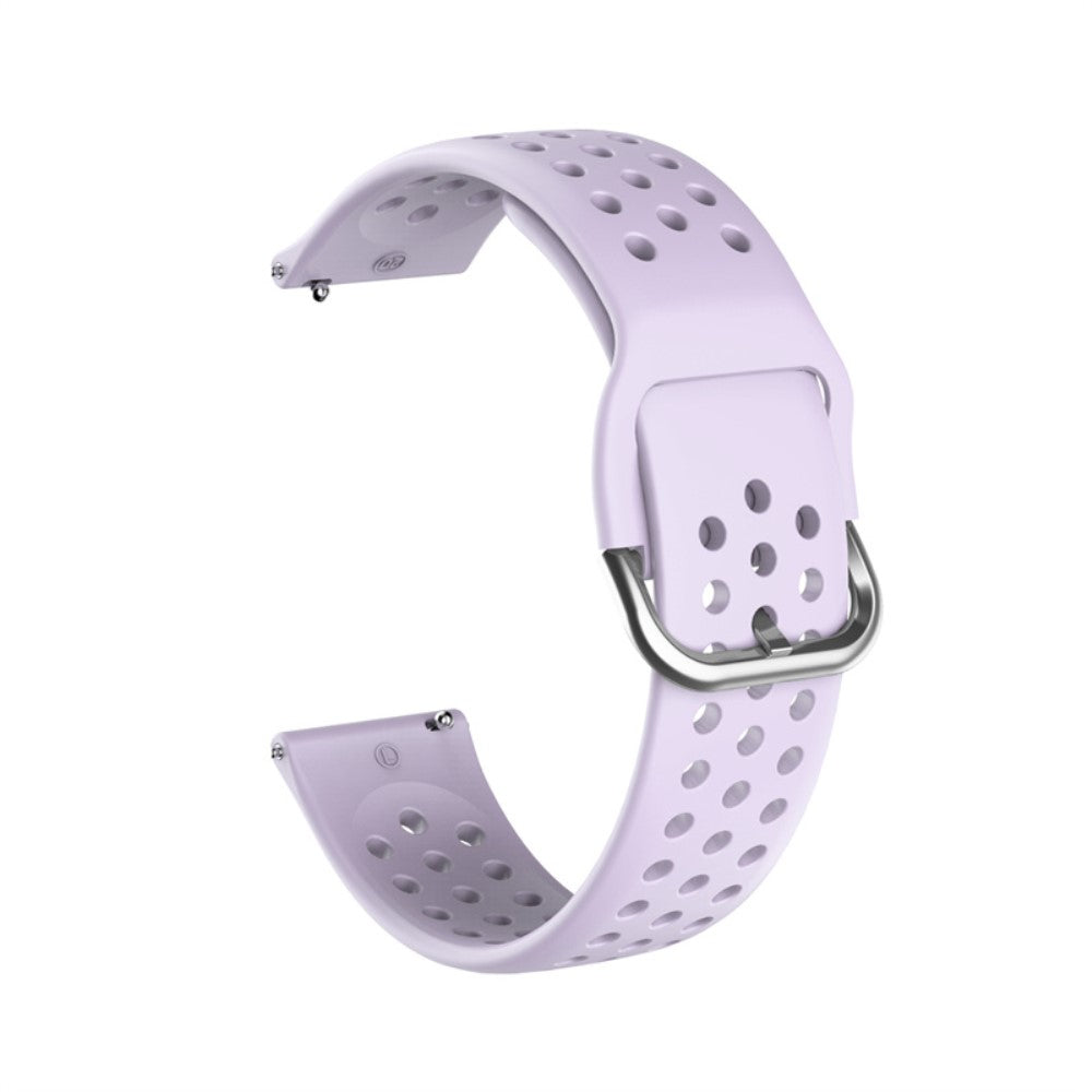 22mm Universal round hole style silicone watch strap - Light Purple / Silver Buckle#serie_14