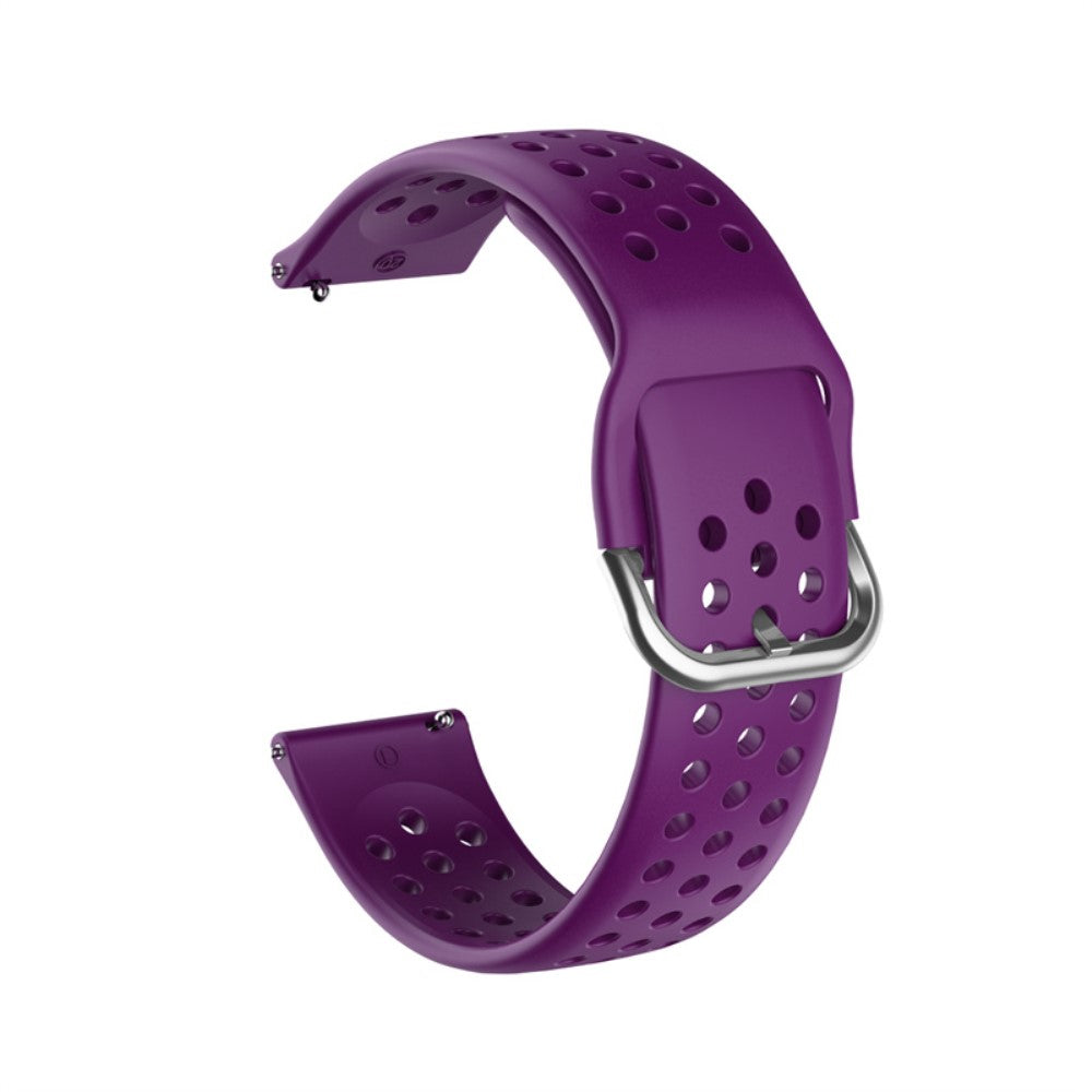 22mm Universal round hole style silicone watch strap - Purple / Silver Buckle#serie_16